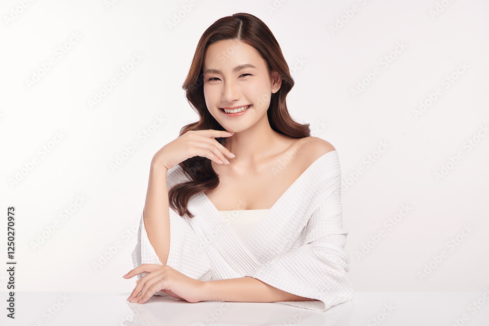 Beautiful young asian woman with clean fresh skin on white background, Face care, Facial treatment, Cosmetology, beauty and spa, Asian women portrait. Beautiful young asian woman with clean fresh skin on white background, Face care, Facial treatment, Cosmetology, beauty and spa, Asian women portrait.