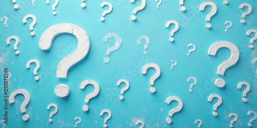 A multitude of inquiries white question marks scattered across a light blue textured background, posing numerous unanswered questions.