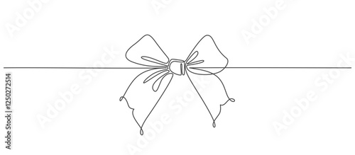 One continuous line drawing of a bow on a transparent background. simple linear style. Concept of holiday and celebration. Editable stroke Vector eps
