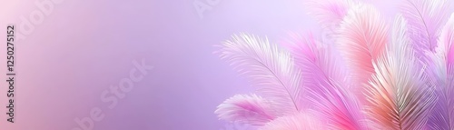 Closeup of a delicate pink and white feather on vibrant purple background soft