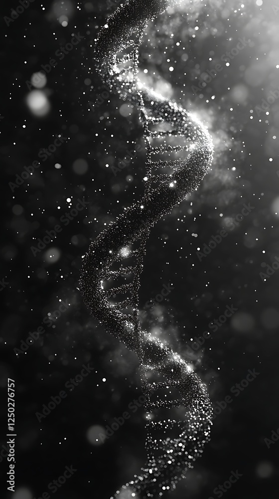 Obraz premium Abstract DNA spiral in a cosmic background