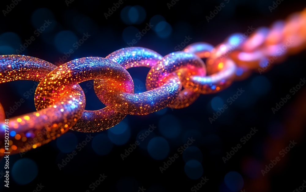 Glittering Chain Links in Abstract Background Glittering Chain Links in Abstract Background