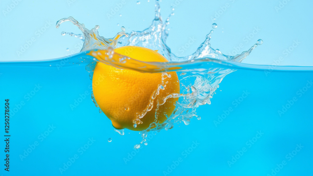 yellow lemon in water splash healthy food properties