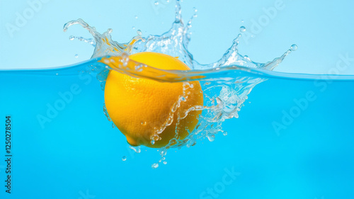 Obraz na płótnie yellow lemon in water splash healthy food properties w salonie