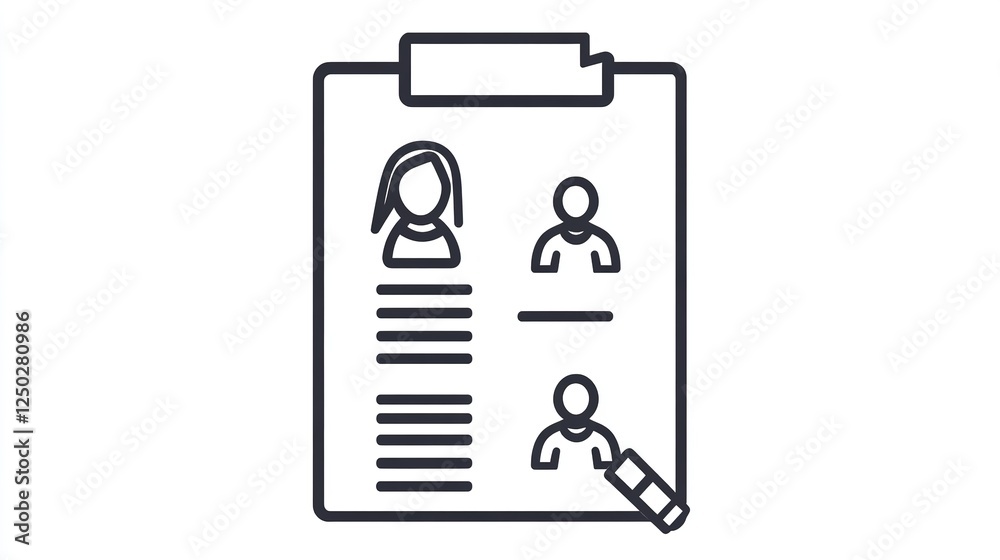 Job Description Icon in Vector: Simple Line Art Single Icon Job Description Icon in Vector: Simple Line Art Single Icon