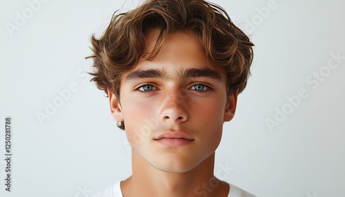 Young Man Portrait Against Light Background photo
