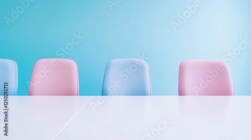 Elegant Meeting Space Soft Pastel Chairs Against Gradient Background photo