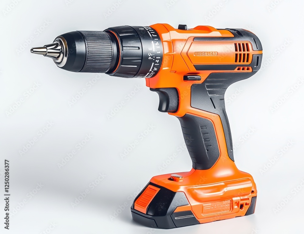 Orange cordless drill on white background. Orange cordless drill on white background.