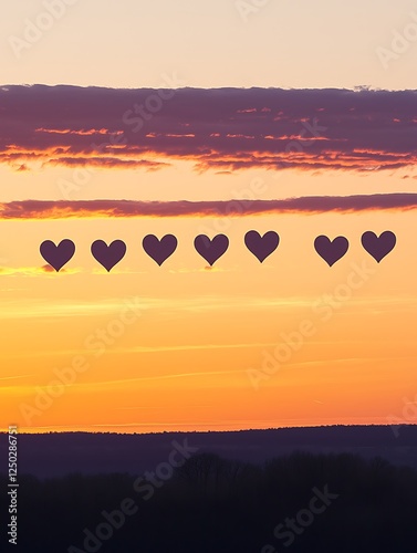 Seven Hearts Sunset Silhouette