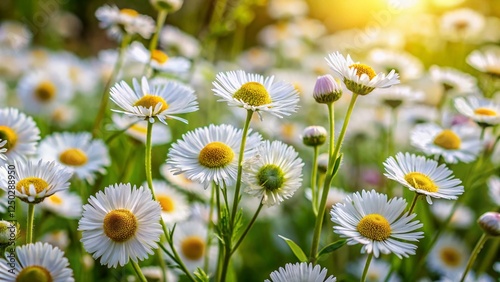 Springtime Delicate White Daisy Fleabane Flowers in High Definition