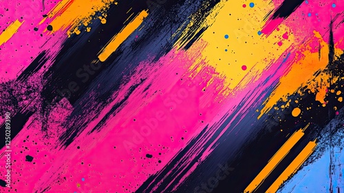 Vibrant abstract paint splashes in bold colors creating a dynamic artistic background