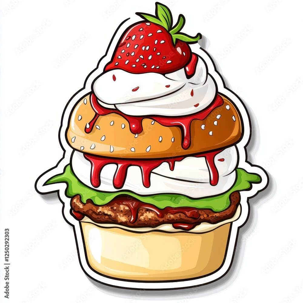 Whimsical Cupcake with Strawberry Topping and Ice Cream Delight Whimsical Cupcake with Strawberry Topping and Ice Cream Delight