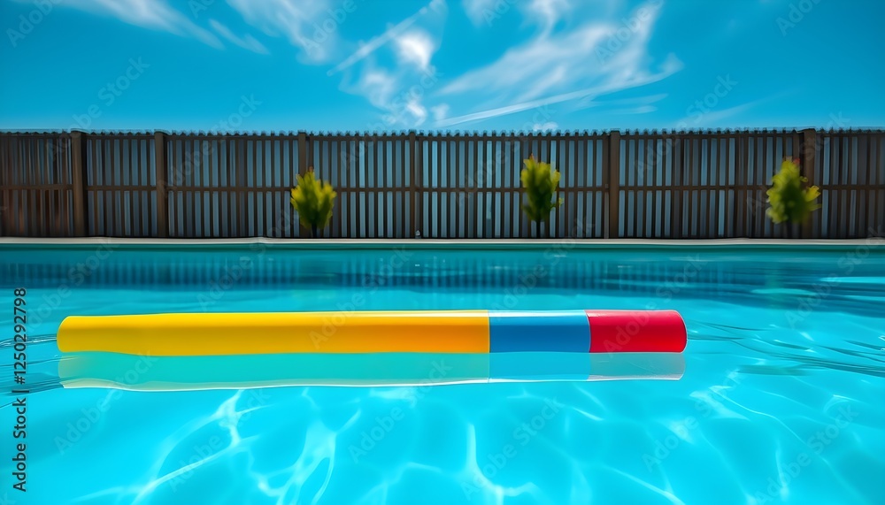 Obraz premium Summer Serenity: A Colorful Pool Noodle Floating in Tranquil Waters
