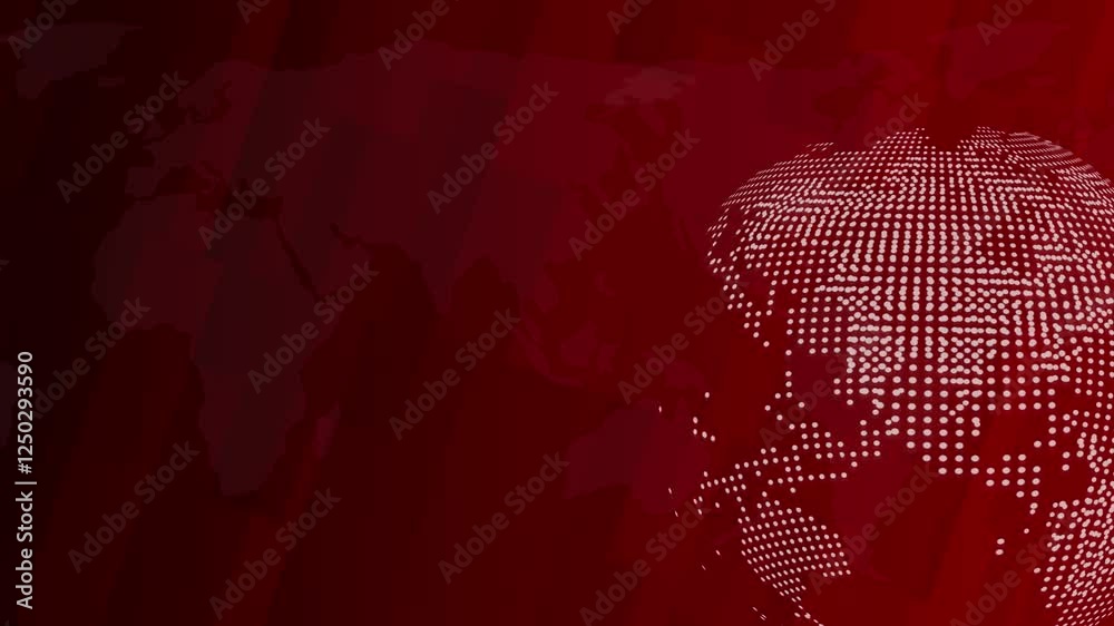 Digital Earth globe rotating animation, News background seamless loop, breaking news studio background, News background with world map earth globe animation concept