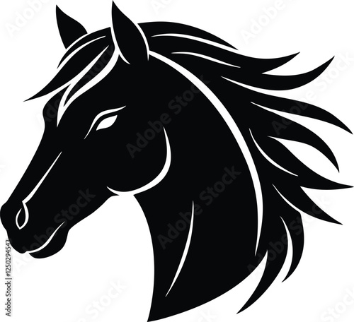 Horse head icon, unicorn head silhouette vector, horse head logo 
