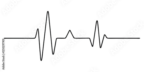 Continuous line representing a heartbeat outline vector art illustration