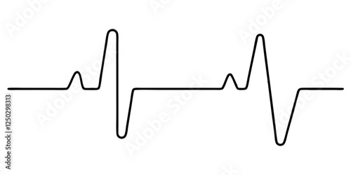 Continuous line representing a heartbeat outline vector art illustration