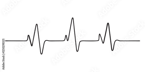 Continuous line representing a heartbeat outline vector art illustration