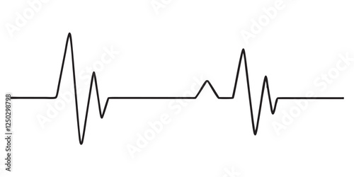 Continuous line representing a heartbeat outline vector art illustration