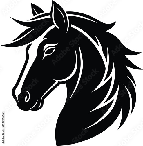 Horse head icon, unicorn head silhouette vector, horse head logo 