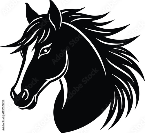 Horse head icon, unicorn head silhouette vector, horse head logo 