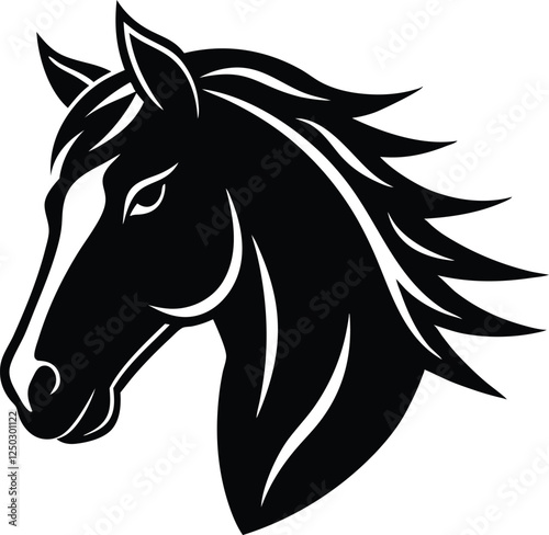 Horse head icon, unicorn head silhouette vector, horse head logo 