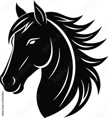 Horse head icon, unicorn head silhouette vector, horse head logo 
