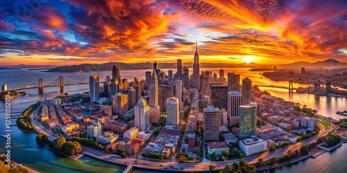 Surreal Sunset Skyline: San Francisco Bay Area Dreamscape