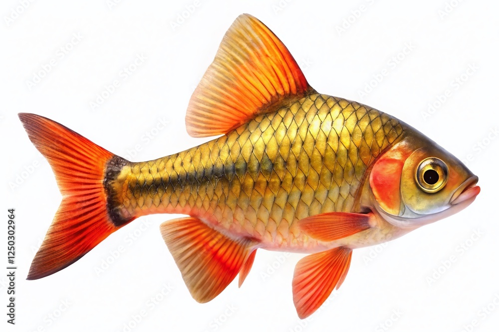 Swamp Barb Fish, Puntius, Isolated, White Background, Drone Photography, Aquatic Life Stock Photo Swamp Barb Fish, Puntius, Isolated, White Background, Drone Photography, Aquatic Life Stock Photo