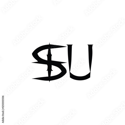 SU monogram logo design letter text name symbol monochrome logotype alphabet character simple logo