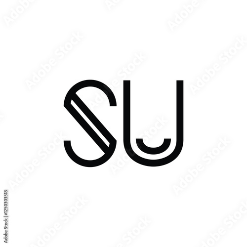 SU monogram logo design letter text name symbol monochrome logotype alphabet character simple logo