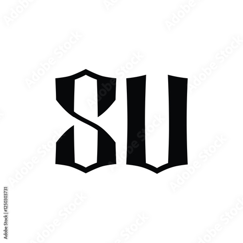 SU monogram logo design letter text name symbol monochrome logotype alphabet character simple logo