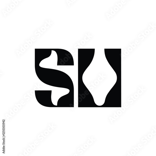 SU monogram logo design letter text name symbol monochrome logotype alphabet character simple logo