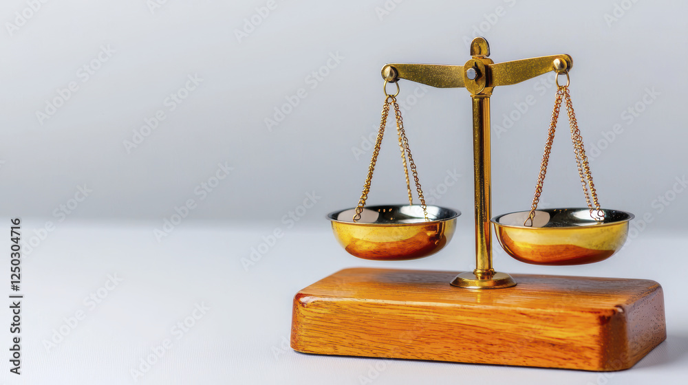 detailed image of brass balance scale on wooden base, symbolizing justice and fairness detailed image of brass balance scale on wooden base, symbolizing justice and fairness
