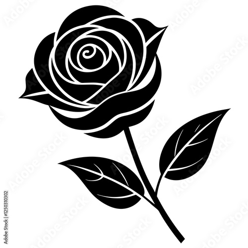 Rose silhouette ion vector illustration , rose icon vector , rose silhouette 