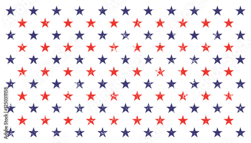 Red And Blue Grunge Stars Pattern