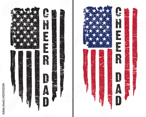 Distressed American Flag “Cheer Dad” Design