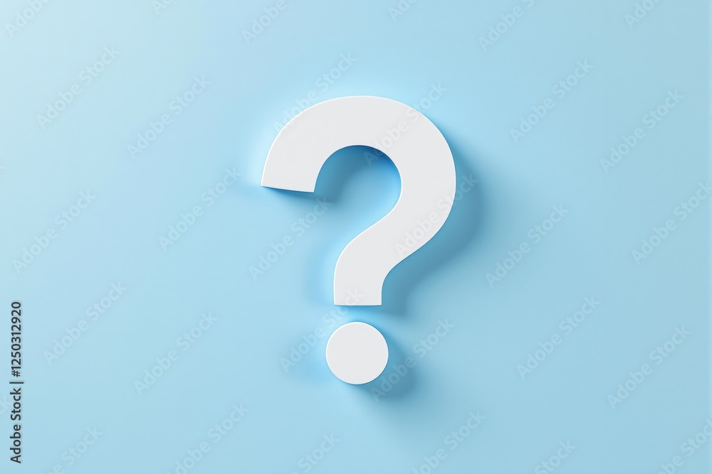 White question mark symbol casting soft shadow on a light blue background. Concept of curiosity, inquiry, FAQ, and problem-solving. Ai generative White question mark symbol casting soft shadow on a light blue background. Concept of curiosity, inquiry, FAQ, and problem-solving. Ai generative