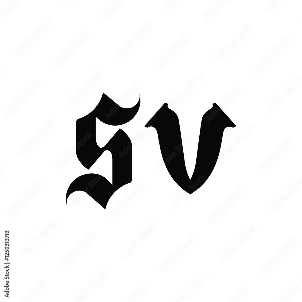 SV monogram logo design letter text name symbol monochrome logotype alphabet character simple logo SV monogram logo design letter text name symbol monochrome logotype alphabet character simple logo