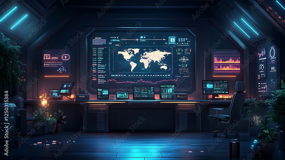 A futuristic black and gold trading desk with a holographic Bitcoin display and a golden bull in the background A futuristic black and gold trading desk with a holographic Bitcoin display and a golden bull in the background