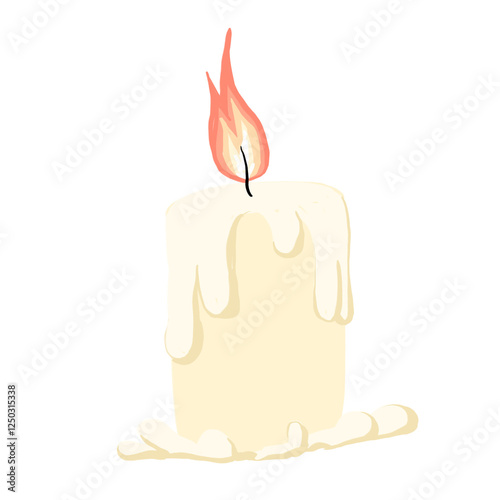 burning candle on a white background