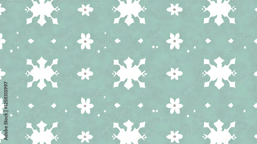 Teal snowflake winter fabric pattern Teal snowflake winter fabric pattern