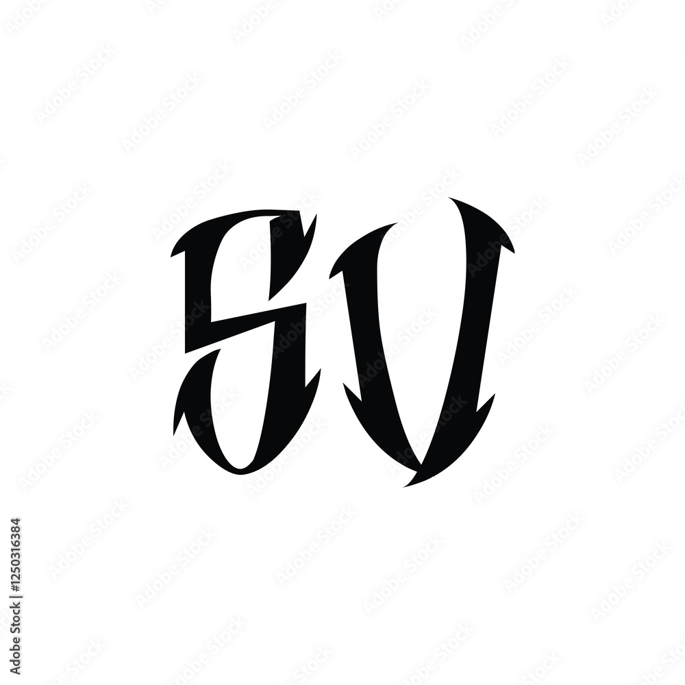 SV monogram logo design letter text name symbol monochrome logotype alphabet character simple logo SV monogram logo design letter text name symbol monochrome logotype alphabet character simple logo