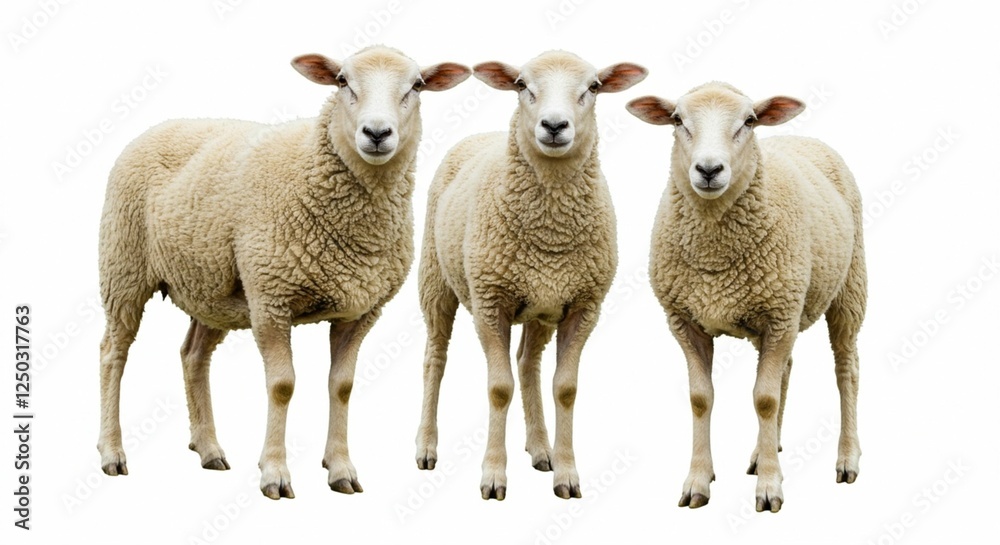 Fototapeta premium Three Sheep against white background