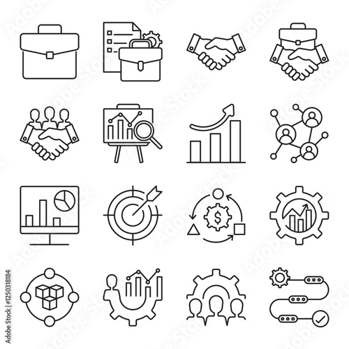 Business set of web icons in line style. business, icons, corporate, finance, marketing, strategy, management and teamwork. Vector illustration