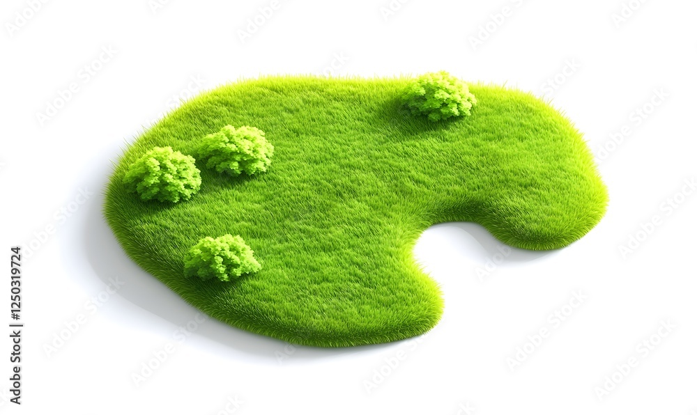 Fototapeta premium Lush green island, aerial view, isolated, nature, landscape design