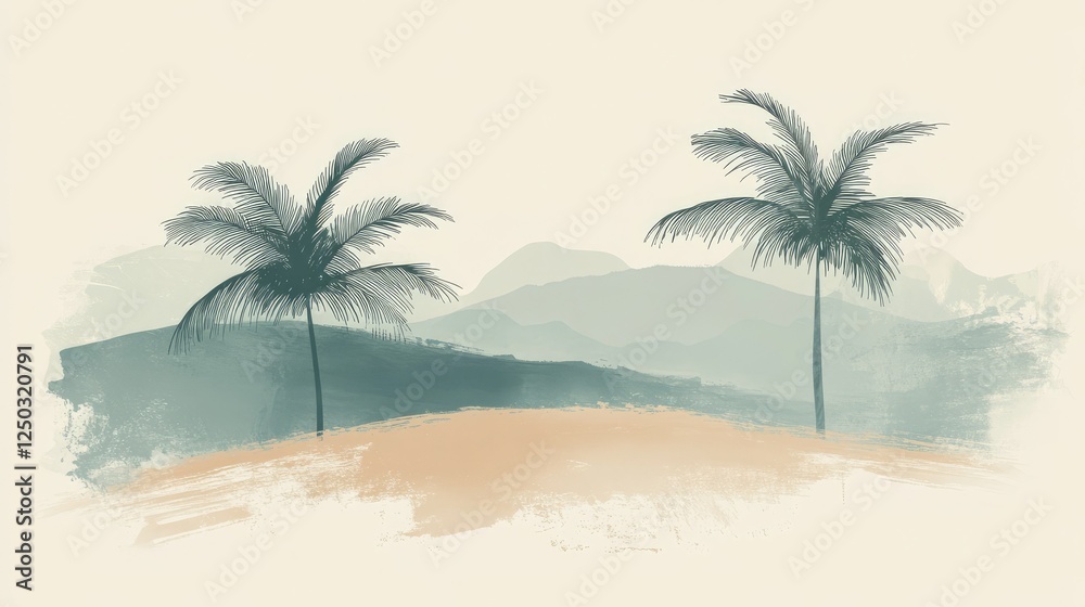 Abstract palm tree graphic on a subtle horizon, versatile for tropical, vacation, or summertime-themed design projects. Abstract palm tree graphic on a subtle horizon, versatile for tropical, vacation, or summertime-themed design projects.