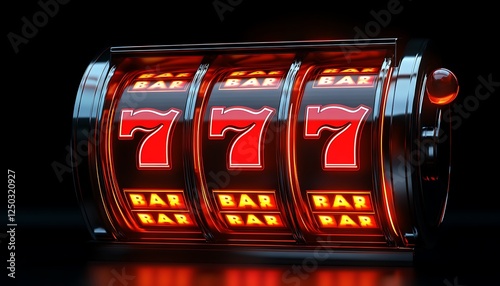 Lucky 7s Slot Machine Jackpot on Black Background