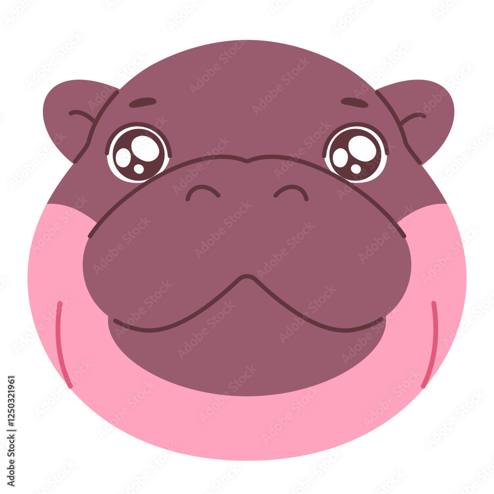 Fototapeta premium Pygmy Hippo Cartoon Character Hand Drawn Illustration