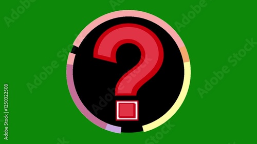 Red Question Mark on Green Background – High-Quality Symbol for Inquiry, Doubt, FAQ, and Uncertainty Concepts